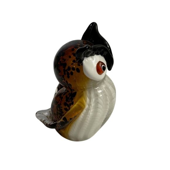 Murano Style Glass Owl Brown Paperweight Figurine 5.5" by 4" - Picture 2 of 6